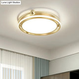 Modern Gold Led Ceiling Light With Halo Ring Flush Mount For Bedroom