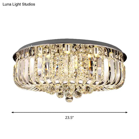 Modern Gold Led Ceiling Light With Prismatic Optical Crystal In Warm/White - 23.5’/31.5’ Wide