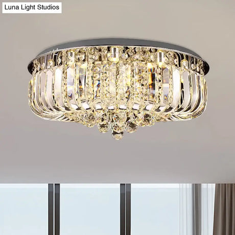 Modern Gold Led Ceiling Light With Prismatic Optical Crystal In Warm/White - 23.5’/31.5’ Wide