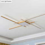 Modern Gold Led Ceiling Mounted Flush Mount Lamp With Acrylic Shade - 69’/82.5’W Linear