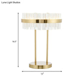 Modern Gold Led Crystal Drum Table Lamp For Bedroom - Hand-Cut Small Desk Light