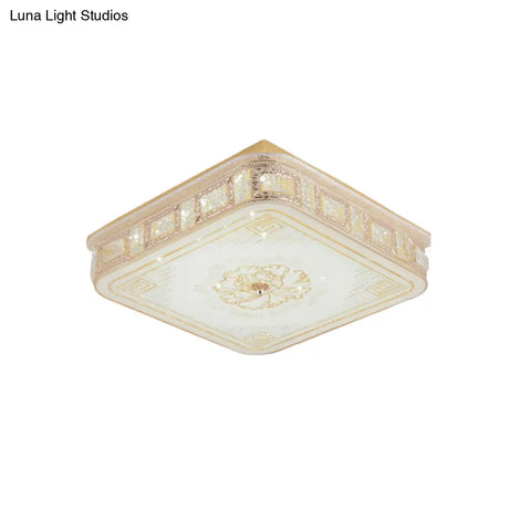 Modern Gold Led Crystal Flush Mount Spotlight - Elegant Flower Pattern Ceiling Light For Living Room