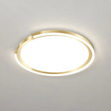 Modern Gold Led Flush Mount Ceiling Light - Simplicity Metallic Design Extra-Thin Circular Shape