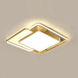 Modern Gold Led Flushmount Ceiling Light For Bedroom - Simple Square Design / 20.5’ White