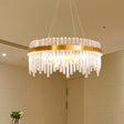 Modern Gold Led Hanging Ceiling Light With Crystal Rod Chandelier - 16/19.5 Wide / 16
