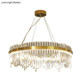 Modern Gold Led Hanging Ceiling Light With Crystal Rod Chandelier - 16/19.5 Wide