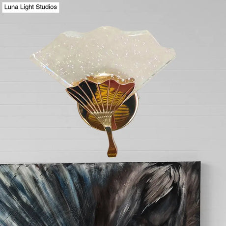 Modern Gold Led Wall Sconce Lamp With Bubble Crystal Accent For Bedroom