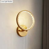 Modern Gold Led Wall Sconce With Clear Crystal Beads For Bedroom