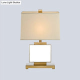 Modern Gold Living Room Table Lamp With Pagoda Fabric Shade - Ideal For Reading