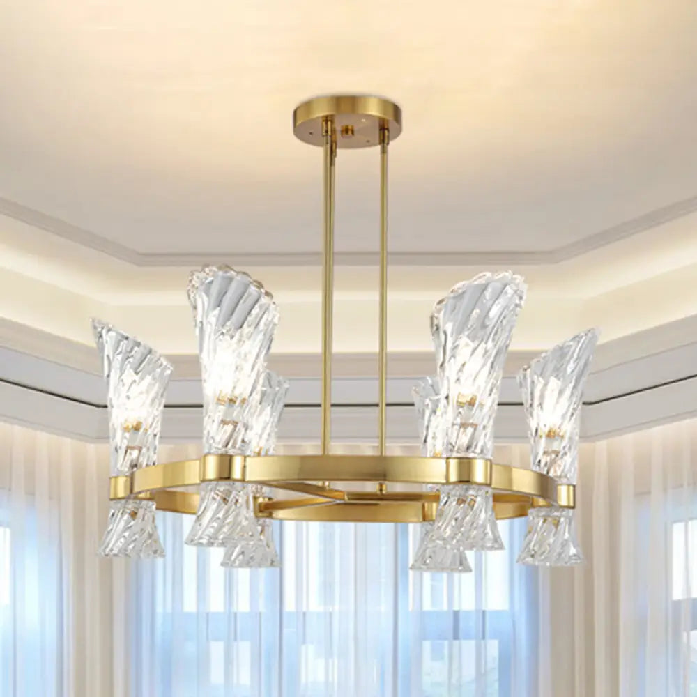 Modern Gold Metal 6 - Light Semi Flush Ceiling Light With Crystal Twisted Shade