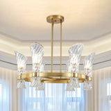 Modern Gold Metal 6 - Light Semi Flush Ceiling Light With Crystal Twisted Shade