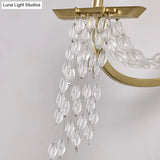 Modern Gold Metal Candle Wall Sconce With Crystal Tassel - Luxurious 2-Head Light
