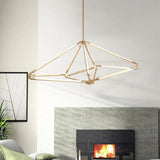 Modern Gold Metal Led Chandelier With Diamond-Frame Ceiling Light