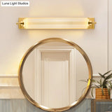Modern Gold Metal Led Crystal Vanity Sconce - Wall Mounted Mirror Front For Bath