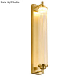 Modern Gold Metal Led Crystal Vanity Sconce - Wall Mounted Mirror Front For Bath