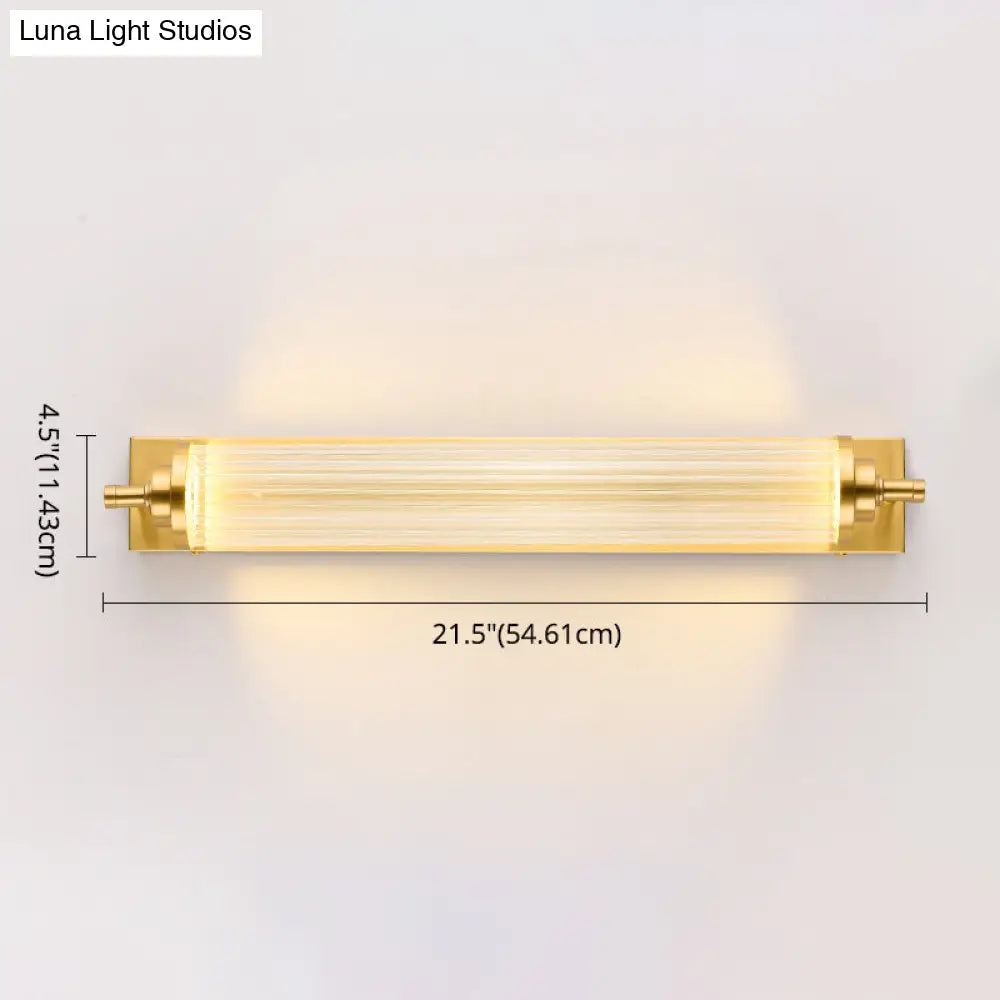 Modern Gold Metal Led Crystal Vanity Sconce - Wall Mounted Mirror Front For Bath