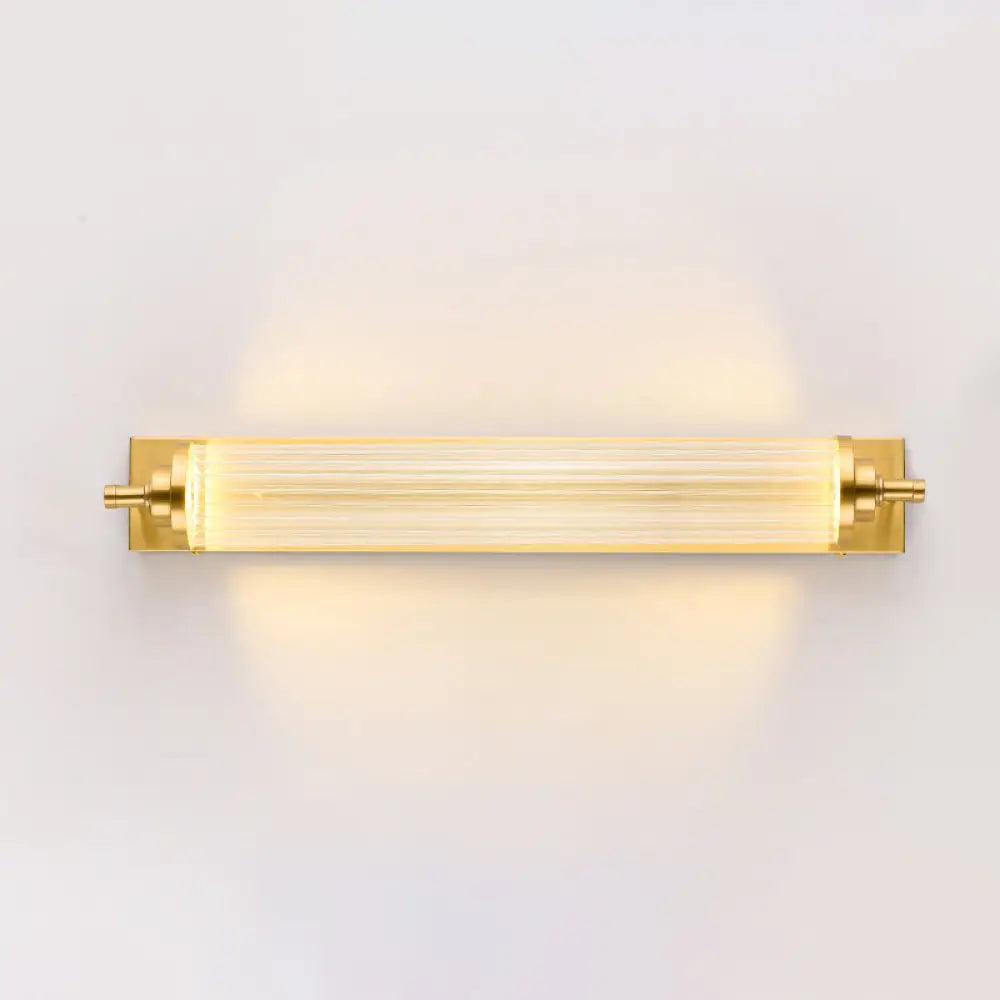 Modern Gold Metal Led Crystal Vanity Sconce - Wall Mounted Mirror Front For Bath Brass / 21.5