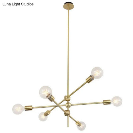 Modern Gold Molecular Chandelier 6-Light Sphere Glass Pendant Light For Living Room