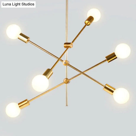 Modern Gold Molecular Chandelier 6-Light Sphere Glass Pendant Light For Living Room