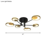 Modern Gold Molecule Ceiling Mount Chandelier With 4/6/8 Heads In Warm/White Light