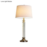 Modern Gold Nightstand Lamp With Flared Fabric Shade - Task Lighting
