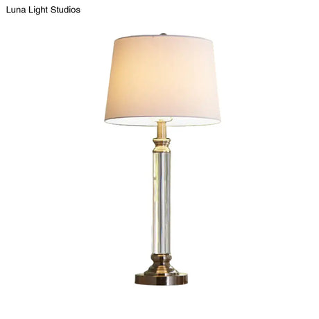 Modern Gold Nightstand Lamp With Flared Fabric Shade - Task Lighting
