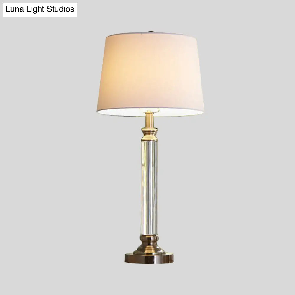 Modern Gold Nightstand Lamp With Flared Fabric Shade - Task Lighting
