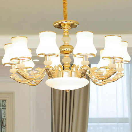 Modern Gold Opaline Glass Chandelier Light Fixture For Living Room 10 /