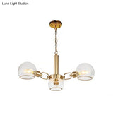 Modern Gold Pendant Light With Clear Glass Dome Shade - Ideal For Sitting Room