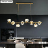 Modern Gold Pendant Light With Crystal Dome Shade - Ideal For Restaurants Or Over Kitchen Islands