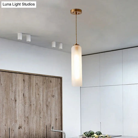 Modern Gold Pendant Light With Milk White Glass - Perfect For Dining Rooms