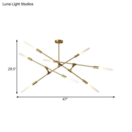 Modern Gold Pendant Light With Opal Glass Shade - Linear Hanging Fixture 4/6/8 Lights