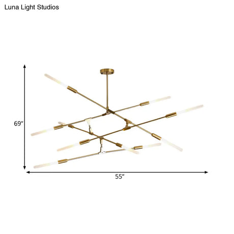 Modern Gold Pendant Light With Opal Glass Shade - Linear Hanging Fixture 4/6/8 Lights