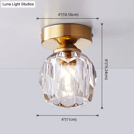 Modern Gold Pineapple Crystal Flush Mount Ceiling Light - Stylish Flushmount Lighting
