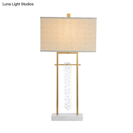 Modern Gold Reading Lamp: Fabric Rectangle Task Lighting 1 Head With Marble Base