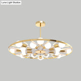 Modern Gold Ring Chandelier - 16-Light Metallic Bare Bulb Ceiling Fixture