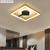 Modern Gold Square Flush Mount Led Ceiling Light Fixture - 16’/23.5’ W For Bedroom