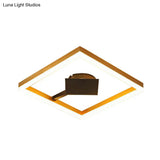 Modern Gold Square Flush Mount Led Ceiling Light Fixture - 16’/23.5’ W For Bedroom