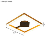 Modern Gold Square Flush Mount Led Ceiling Light Fixture - 16’/23.5’ W For Bedroom