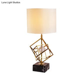 Modern Gold Study Lamp - 1-Head Reading Book Light With Fabric Shade