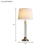 Modern Gold Table Lamp With Fabric Shade - Stylish Tapered Drum Design Desk Or Bedside Lighting