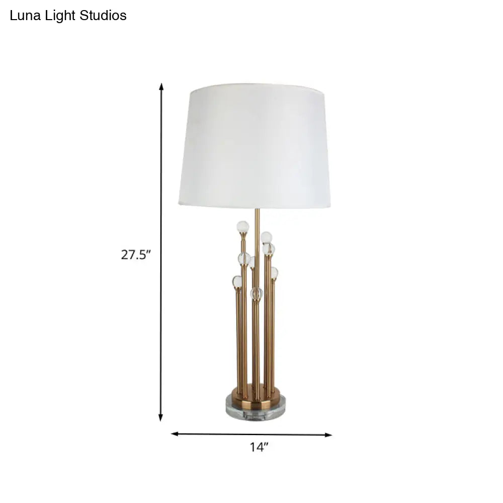 Modern Gold Tapered Drum Table Lamp For Bedroom - 1 Head Task Light