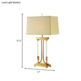 Modern Gold Trapezoid Small Desk Lamp With Fabric Shade For Task Lighting