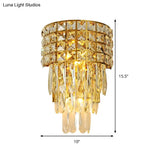 Modern Gold Triangular Crystal Wall Lamp With 3 Lights
