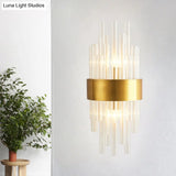 Modern Gold Wall Mount Light With Crystal Tube - Perfect For Corridors