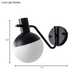 Modern Gold Wall Mount Sconce Light With Global Milk Glass Shade - 1 For Living Room