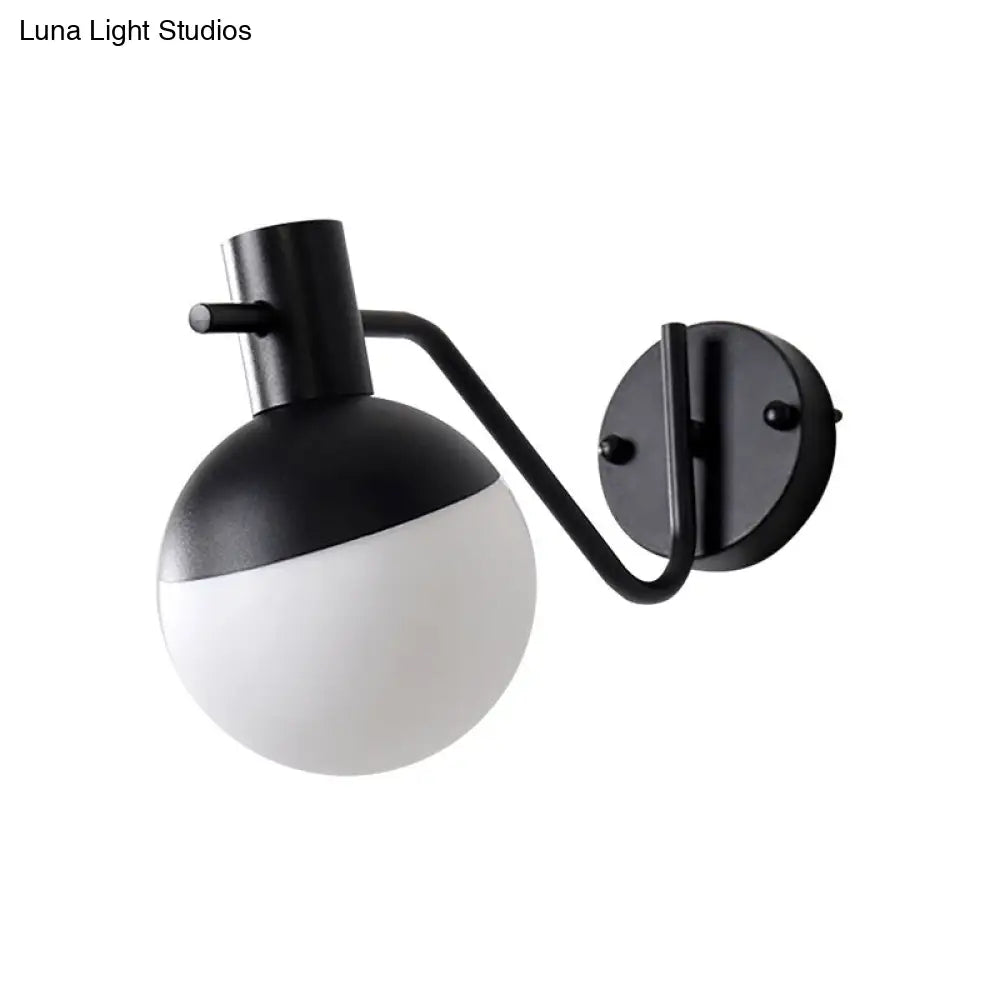 Modern Gold Wall Mount Sconce Light With Global Milk Glass Shade - 1 For Living Room