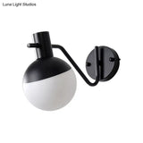 Modern Gold Wall Mount Sconce Light With Global Milk Glass Shade - 1 For Living Room