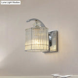 Modern Gold Wall Mounted Lamp With Clear Crystal Shade- 1 Head Cylindrical Design