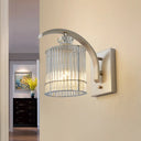 Modern Gold Wall Mounted Lamp With Clear Crystal Shade- 1 Head Cylindrical Design